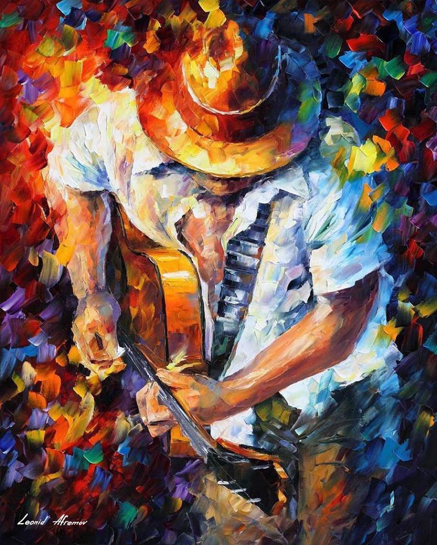 Afremov Playing The Guitar
